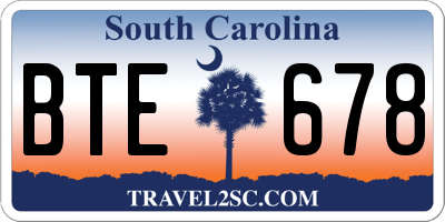 SC license plate BTE678