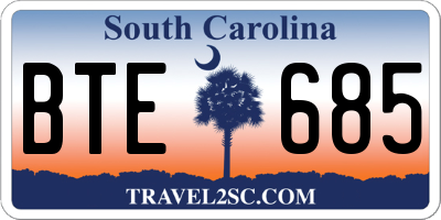 SC license plate BTE685