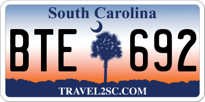 SC license plate BTE692