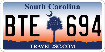 SC license plate BTE694