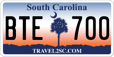 SC license plate BTE700