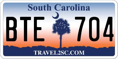 SC license plate BTE704