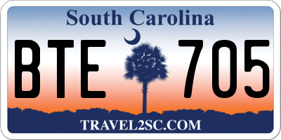 SC license plate BTE705
