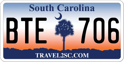 SC license plate BTE706