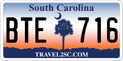 SC license plate BTE716