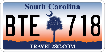 SC license plate BTE718