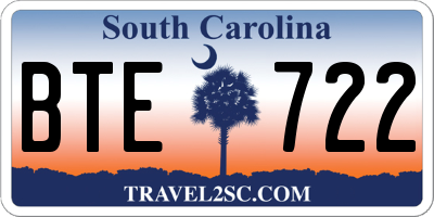 SC license plate BTE722