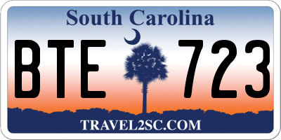 SC license plate BTE723