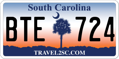 SC license plate BTE724