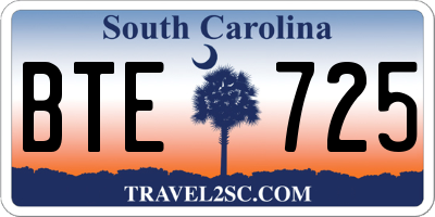 SC license plate BTE725