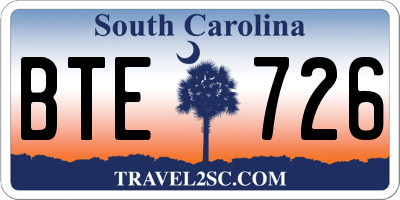 SC license plate BTE726