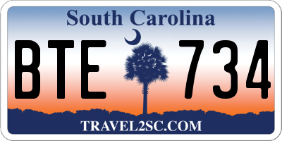 SC license plate BTE734