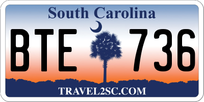 SC license plate BTE736