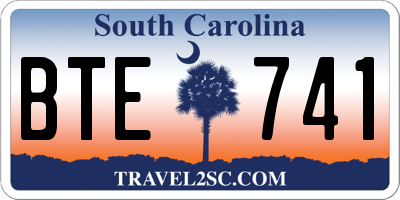SC license plate BTE741