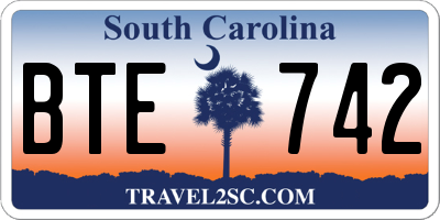 SC license plate BTE742
