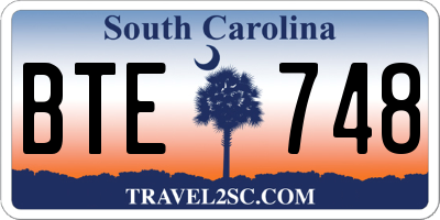 SC license plate BTE748