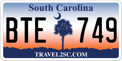 SC license plate BTE749
