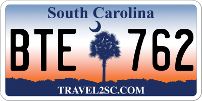 SC license plate BTE762