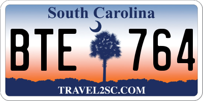 SC license plate BTE764