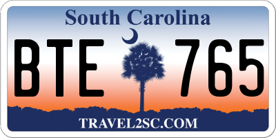 SC license plate BTE765