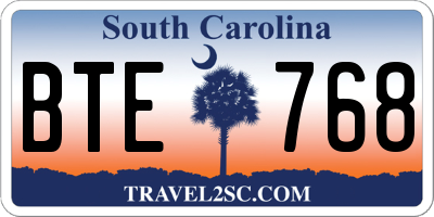 SC license plate BTE768