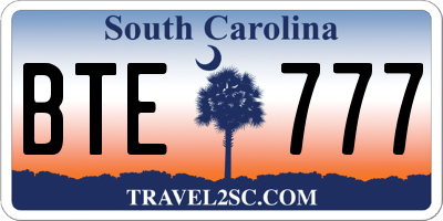 SC license plate BTE777