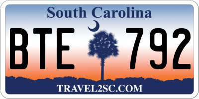 SC license plate BTE792