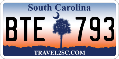 SC license plate BTE793