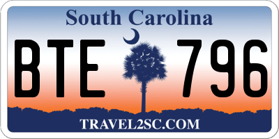 SC license plate BTE796