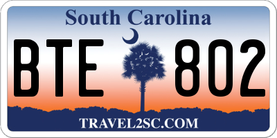SC license plate BTE802