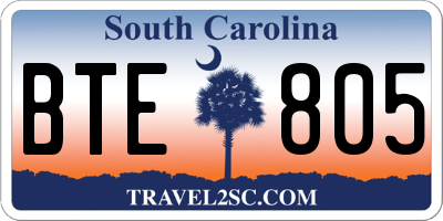 SC license plate BTE805