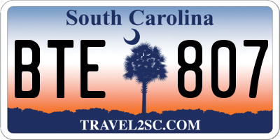 SC license plate BTE807