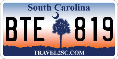 SC license plate BTE819
