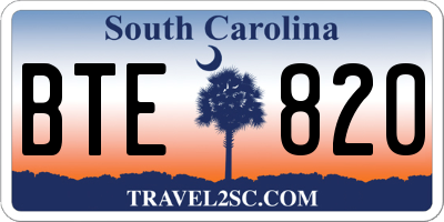 SC license plate BTE820