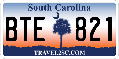 SC license plate BTE821