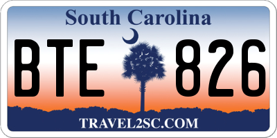 SC license plate BTE826