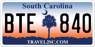 SC license plate BTE840