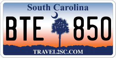 SC license plate BTE850