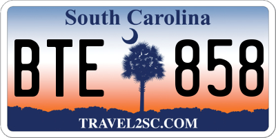 SC license plate BTE858