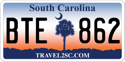 SC license plate BTE862