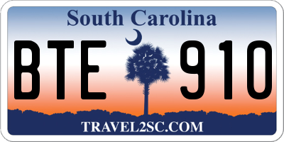 SC license plate BTE910