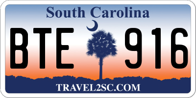 SC license plate BTE916
