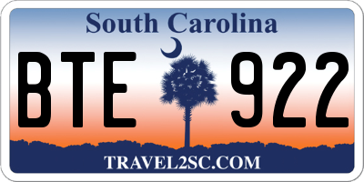 SC license plate BTE922