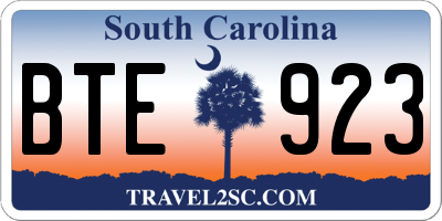 SC license plate BTE923