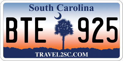 SC license plate BTE925