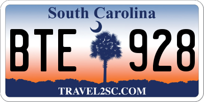 SC license plate BTE928
