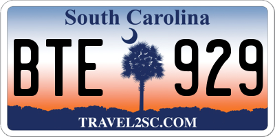 SC license plate BTE929
