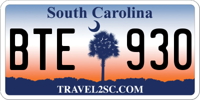 SC license plate BTE930