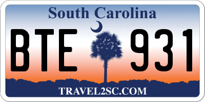 SC license plate BTE931