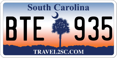 SC license plate BTE935